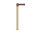 Montour Line Retractable Belt Fixed Stanchion, 2ft Pol.Brass Post  9ft. Bk/R H Belt MX530F-PB-BRH-90